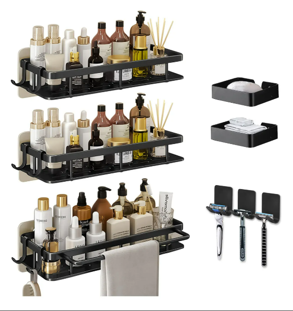 Set Xtellar De 8 Estante Organizador De Acero Inoxidable Regadera De Baño Incluye 2 Repisas Para Jabón Y 3 Soportes