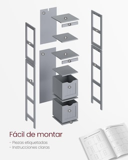 Foto 7 | Armario de Baño Vasagle con 2 Cajones y 3 Estantes