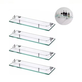 Foto 1 | Repisas Para Baño Cuadrado De Vidrio 4 Piezas Eo Safe Imports Esi-18903 Transparente
