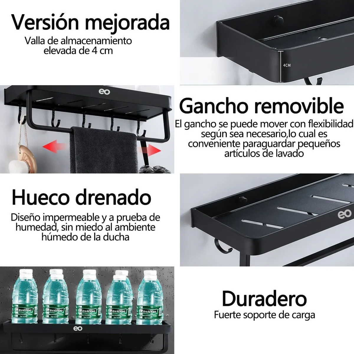 Foto 4 pulgar | Estante de Baño Negro