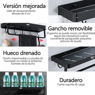 Foto 3 | Estante de Baño Negro