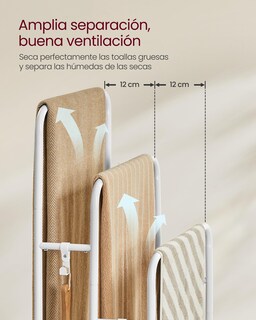 Foto 4 | Toallero Vasagle con 3 Barras 50 x 30 x 100 cm