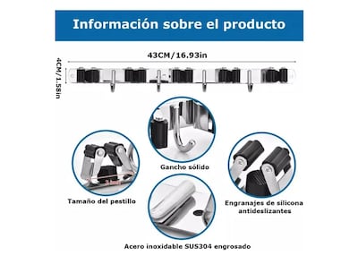 Foto 2 | 2pcs Xtellar Acero Inoxidable Organizador De Escobas
