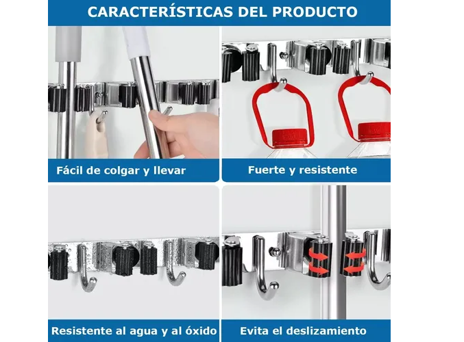 Foto 4 pulgar | 2pcs Xtellar Acero Inoxidable Organizador De Escobas
