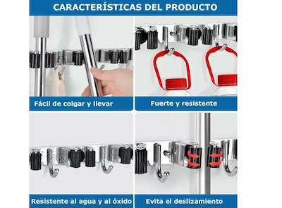 Foto 3 | 2pcs Xtellar Acero Inoxidable Organizador De Escobas