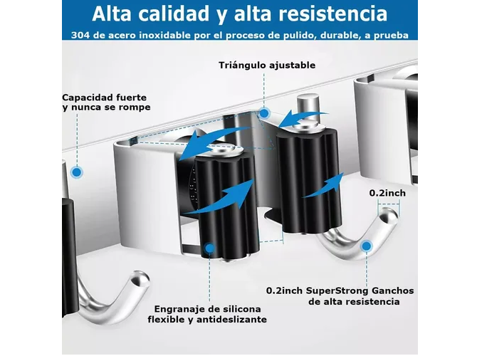 Foto 5 pulgar | 2pcs Xtellar Acero Inoxidable Organizador De Escobas