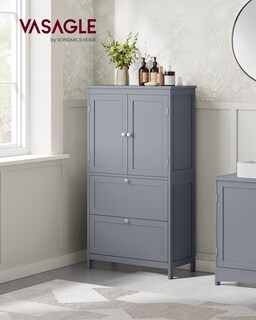Foto 2 | Armario De Suelo Para Baño Vasagle Con 2 Cajones, Color Gris Tórtola - Venta Internacional.