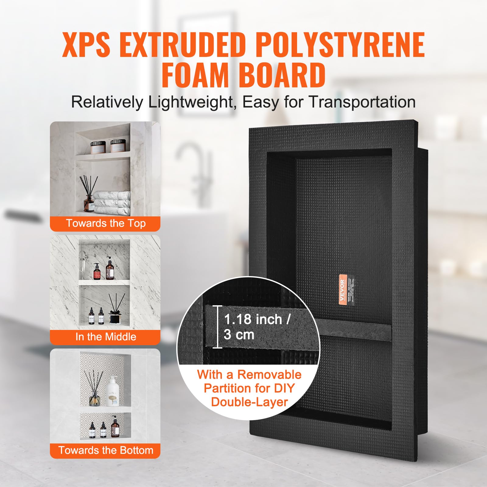 Foto 4 pulgar | Hornacina Para Ducha Vevor Ready For Tile, 40 X 60 Cm, Doble Estante Negro - Venta Internacional.