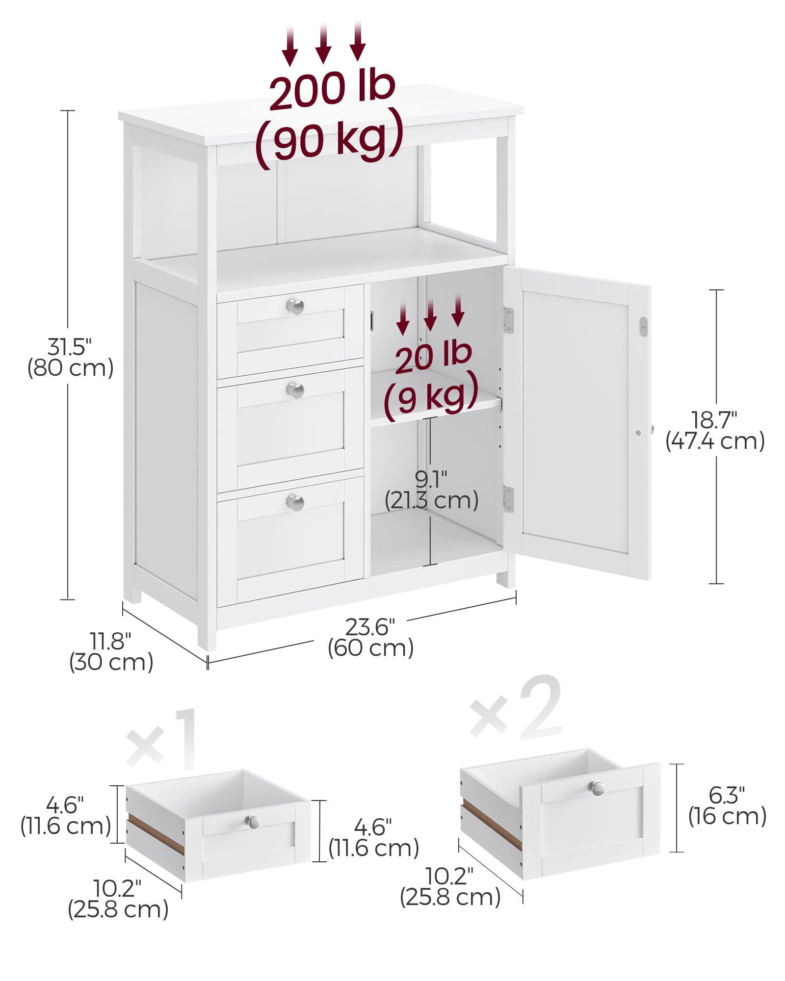 Foto 6 pulgar | Armario De Suelo Para Baño Vasagle Con 3 Cajones, Color Blanco - Venta Internacional.