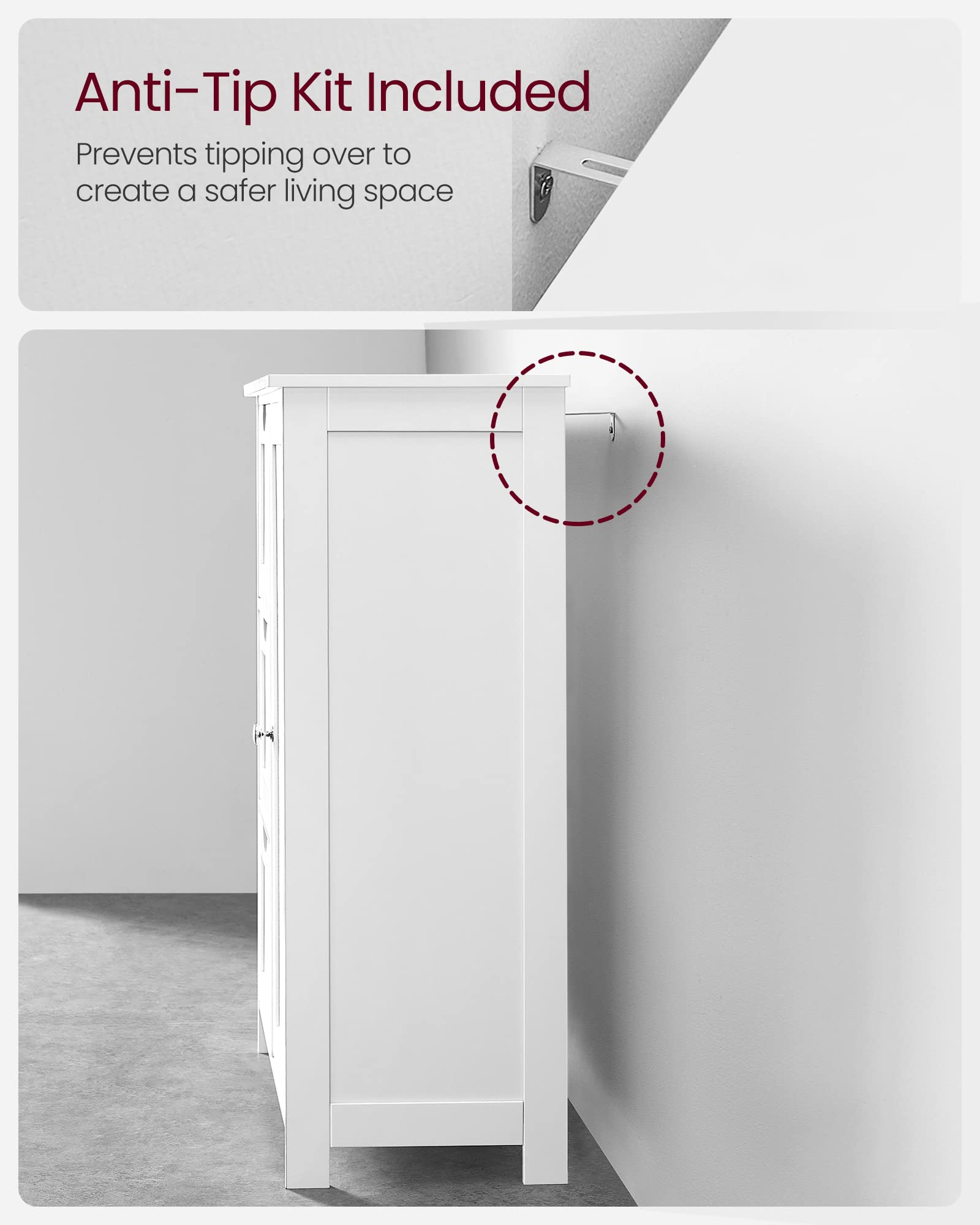 Foto 7 | Armario De Suelo Para Baño Vasagle Con 3 Cajones, Color Blanco - Venta Internacional.