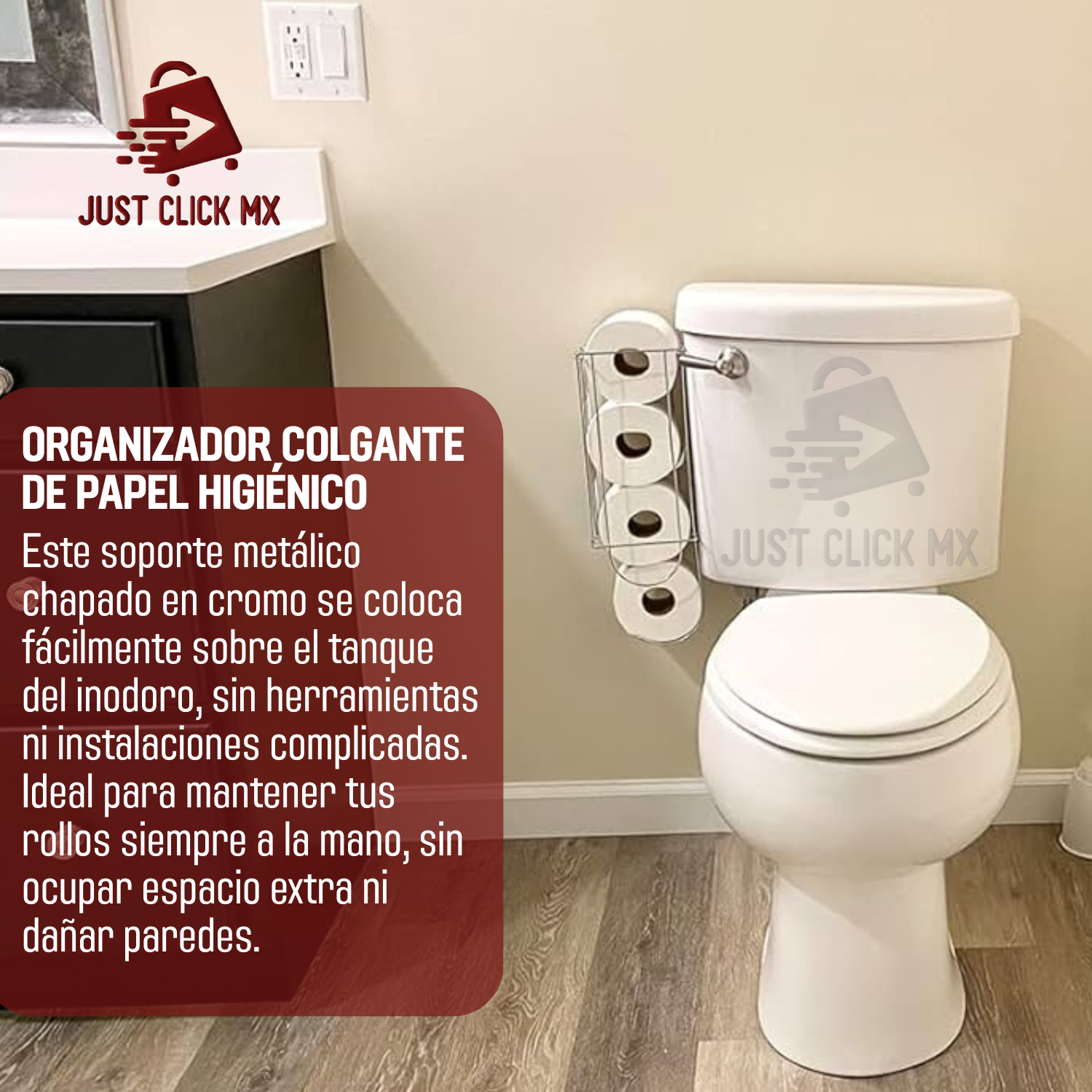 Foto 4 pulgar | Porta Rollos Organizador Papel Higiénico 4 Rollos Colgante