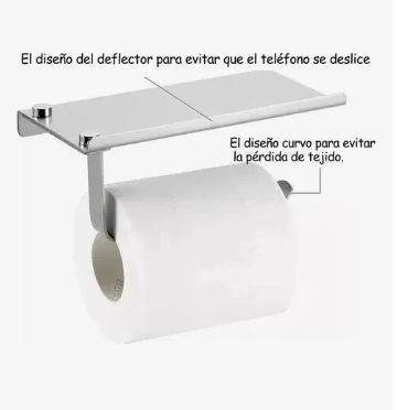 Foto 2 | Portarollo De Papel Higiénico Acero Inoxidable Con Gancho