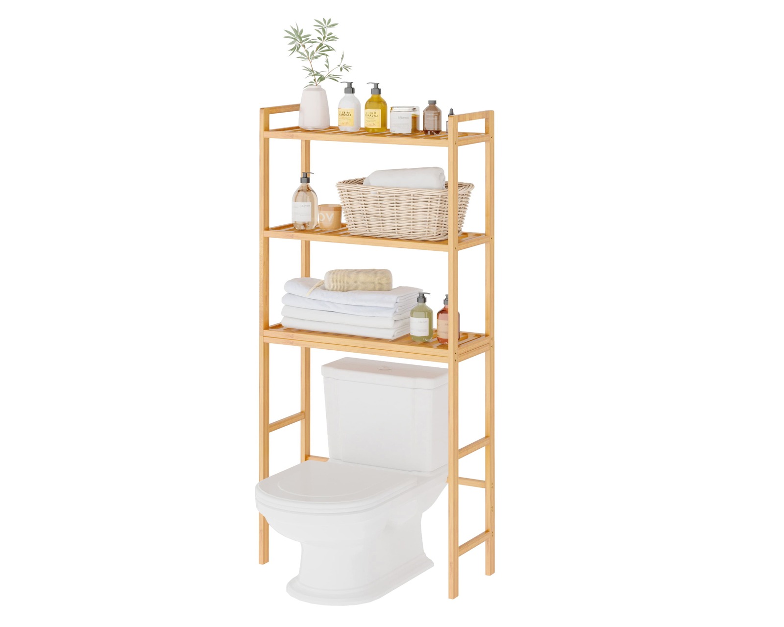 Repisas Decorativas Tipo Escalera Mu:4life El06-bbn Natural De Bambú Con 6 Niveles Para Baño, Sala Y Dormitorio