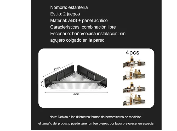 Foto 6 pulgar | Set De 4 Repisas Para Baño Y Jaboneras De Esquina Xtellar