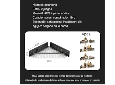 Foto 5 | Set De 4 Repisas Para Baño Y Jaboneras De Esquina Xtellar