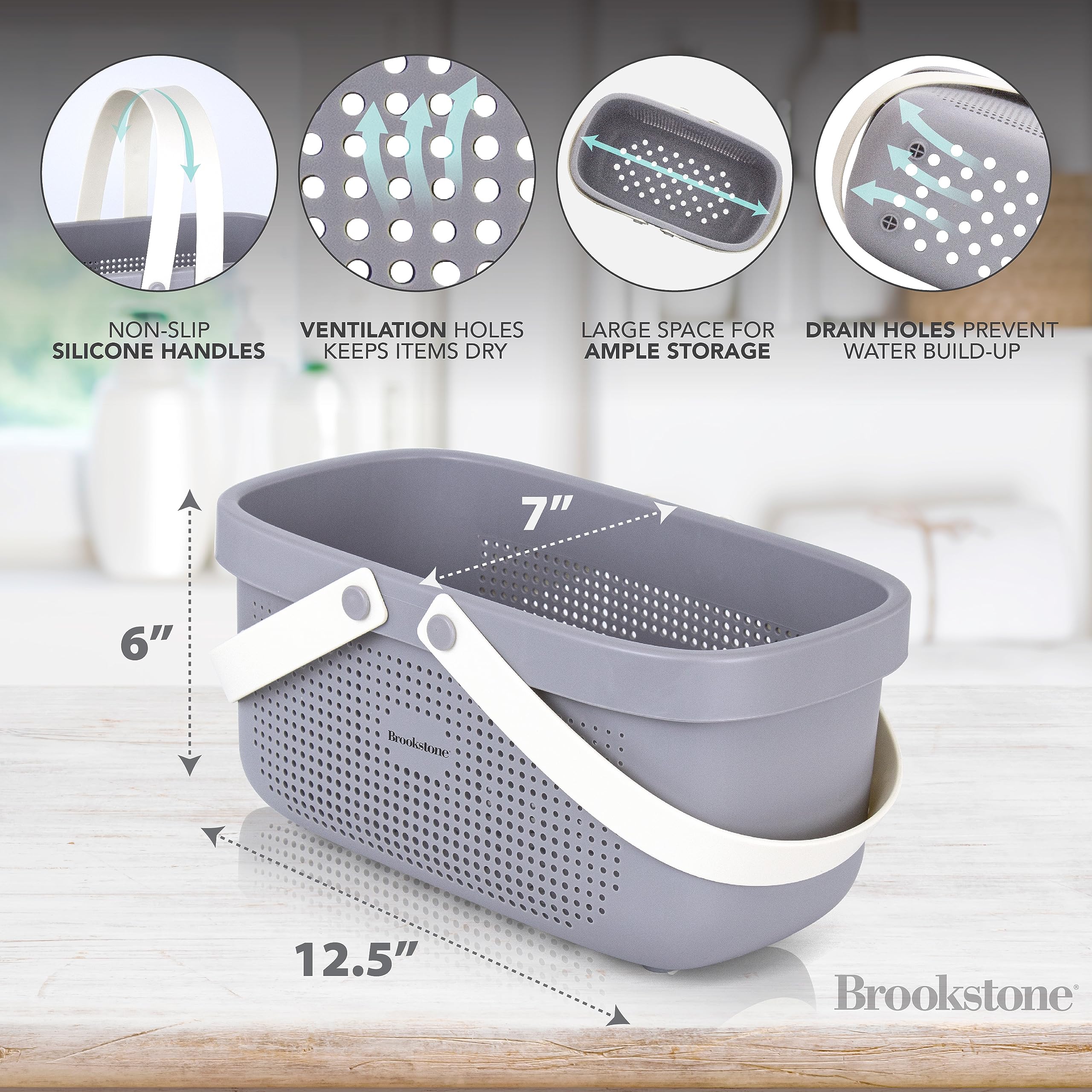 Foto 4 | Carrito De Ducha Brookstone Bkh1633  Portátil  Grande  Gris [sin Bpa] - Venta Internacional.
