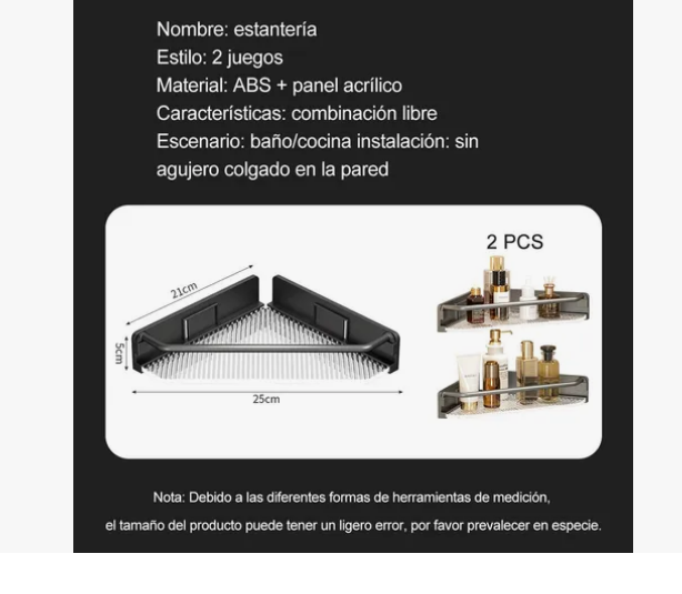 Foto 5 pulgar | 2 Estante De Almacenamiento De Esquina Para Baño Y Jaboneras