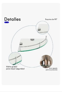 Foto 2 | Set 4 Repisas Esquineras Vidrio Baño Ducha Organizador