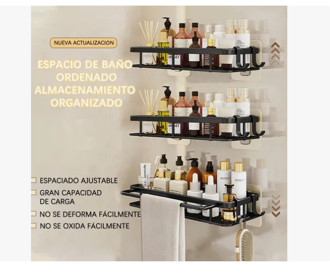 Foto 3 pulgar | Estante De Aluminio Negro Para Baño Y Cocina (juego De 3)