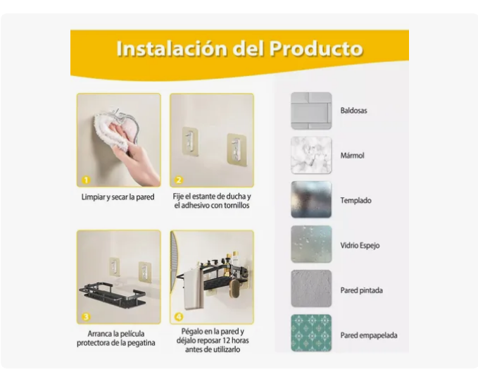 Foto 3 | Estante De Aluminio Negro Para Baño Y Cocina (juego De 3)
