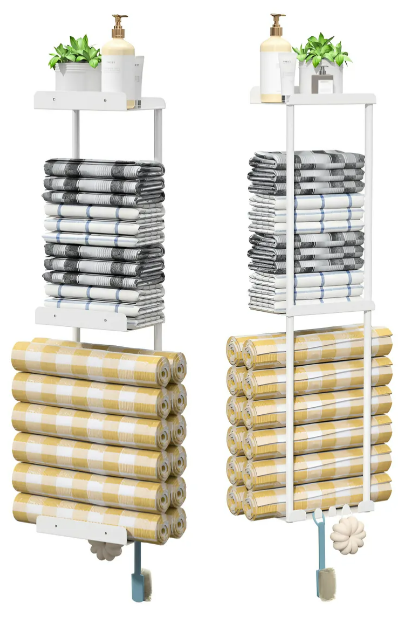 Organizador De Baño Xtellar Con Toallero De Pared Y Ganchos Multipropósito