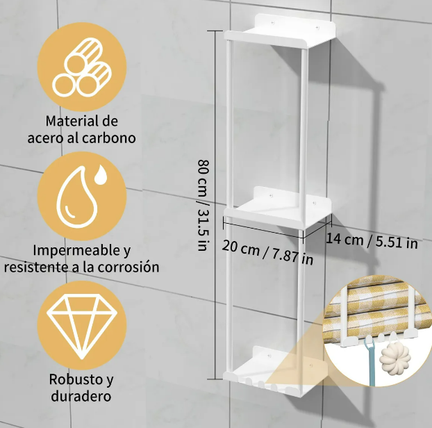 Foto 3 pulgar | Organizador De Baño Xtellar Con Toallero De Pared Y Ganchos Multipropósito