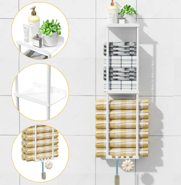 Foto 4 pulgar | Organizador De Baño Xtellar Con Toallero De Pared Y Ganchos Multipropósito