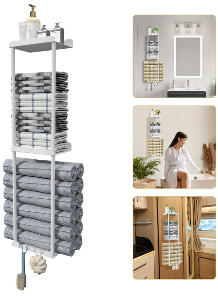 Foto 5 pulgar | Organizador De Baño Xtellar Con Toallero De Pared Y Ganchos Multipropósito