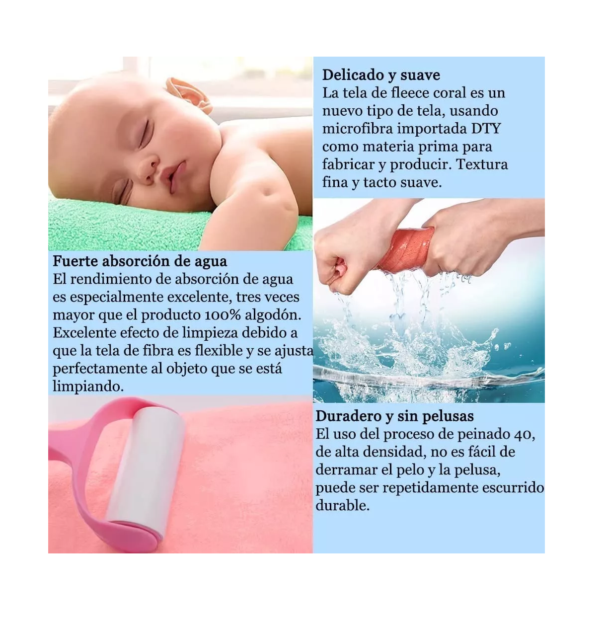 Foto 5 pulgar | Juego Toallas de Baño Lana Coral Suave de Alta Densidad Azul y Rosa 4 piezas