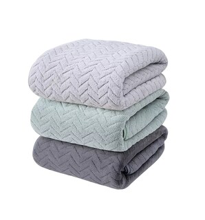 Foto 5 | Toallas De Baño Completo Grande 70×140 Cm 3 Piezas, Gris Claro + Gris Oscuro + Verde