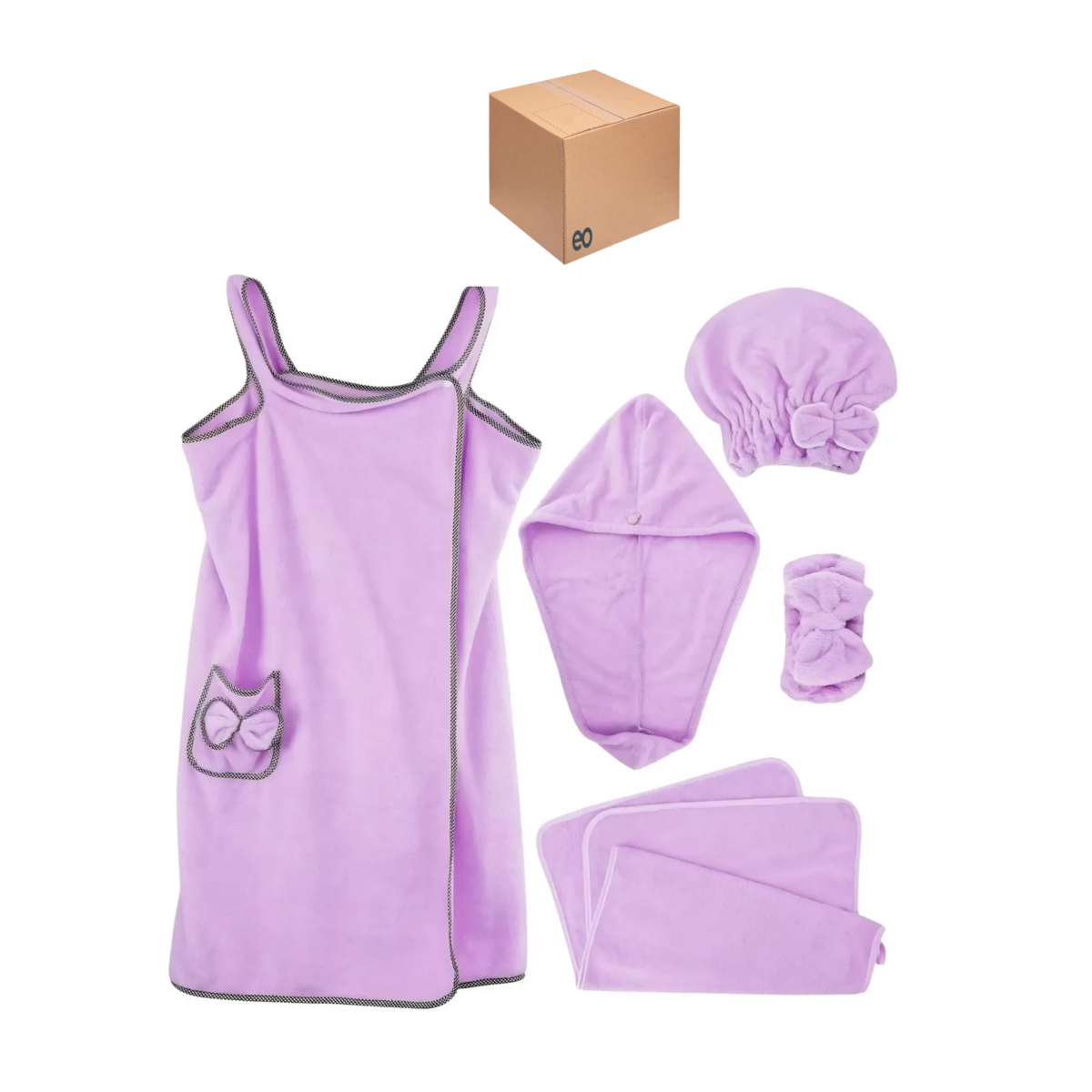 Kit Bata De Baño Para Dama 5pzas Eo Safe Imports Esi-20184 Purpura