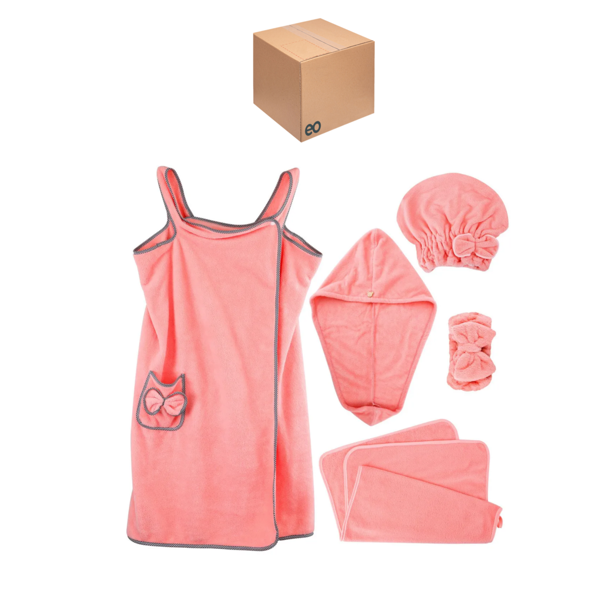 Kit Bata De Baño Para Dama 5pzas Eo Safe Imports Esi-20183 Rosa