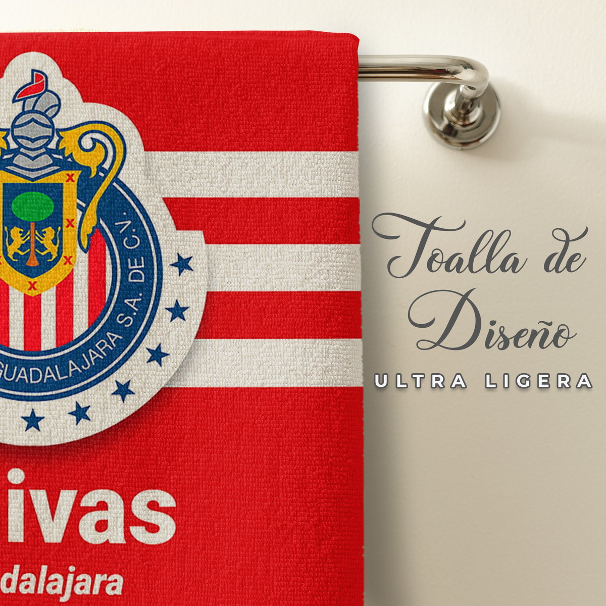 Foto 6 pulgar | Toalla de Baño Club Chivas Rayadas Guadalajara Microfibra NubiSuave