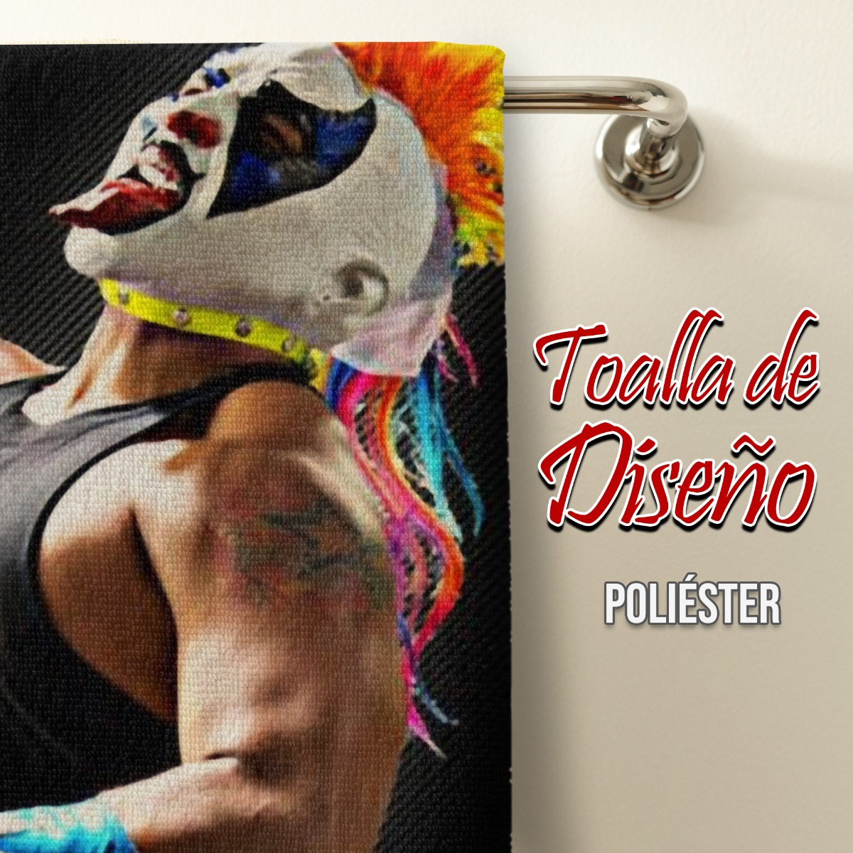 Foto 6 pulgar | Toalla de Baño Diseño Poliéster Lucha Libre Psycho Clown NubiSuave