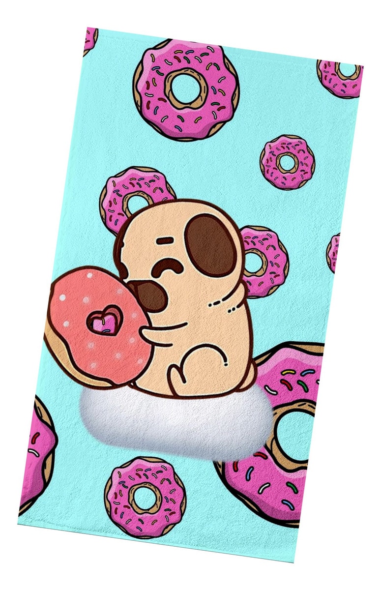 Toalla de Baño NubiSuave Yoga Poliéster Diseño Funny Perro Pug Dona $359