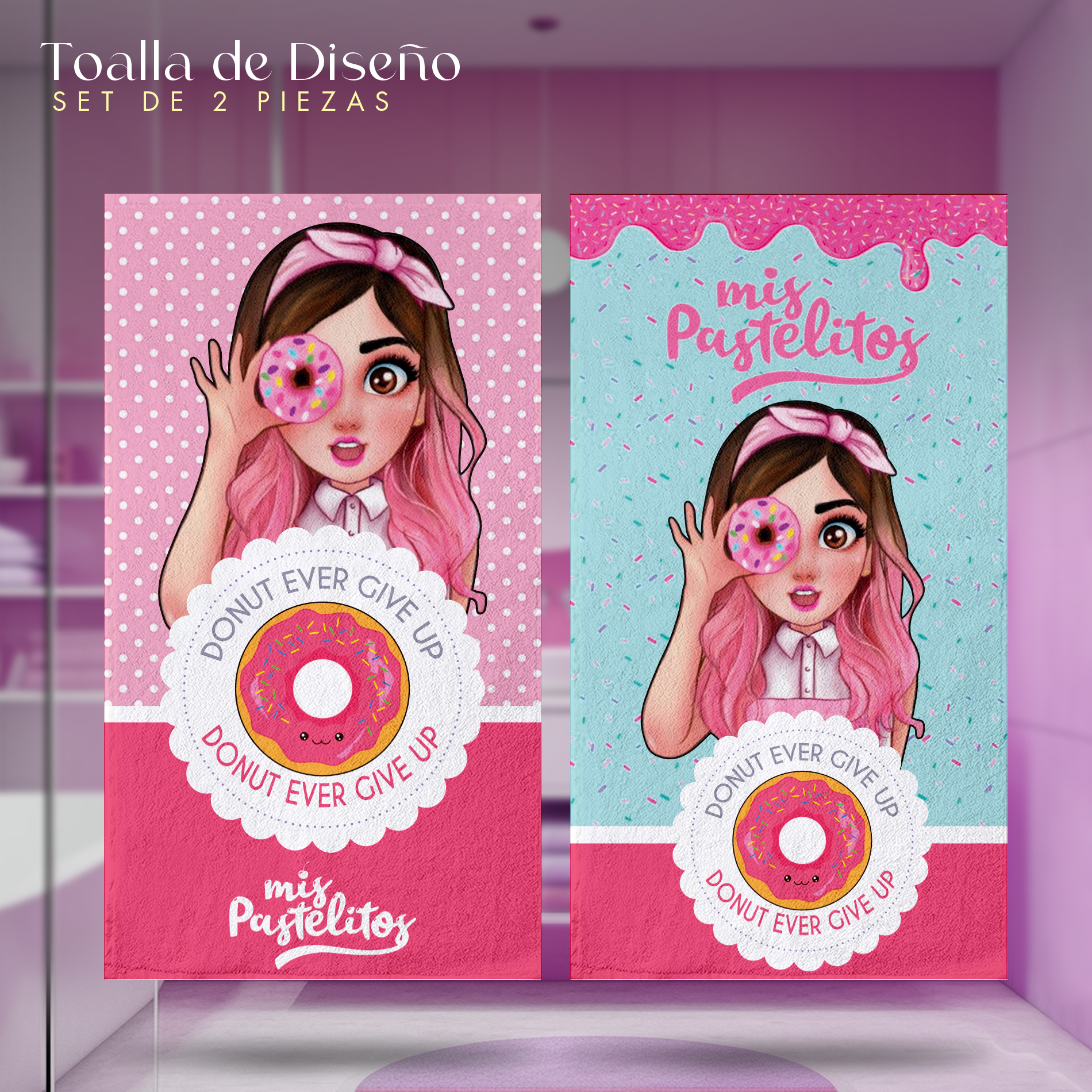 Foto 4 pulgar | Set 2 Toallas de Baño NubiSuave Mis Pastelitos