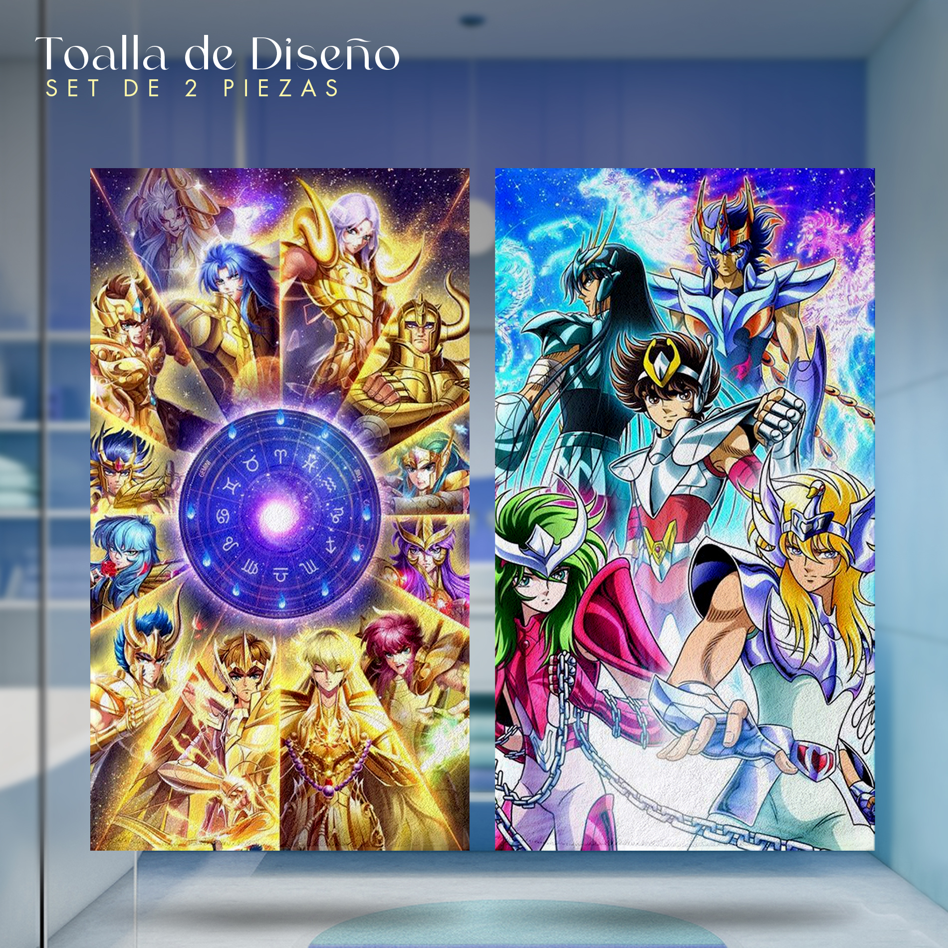 Foto 2 | Set 2 Toallas de Baño NubiSuave Caballeros del Zodiaco