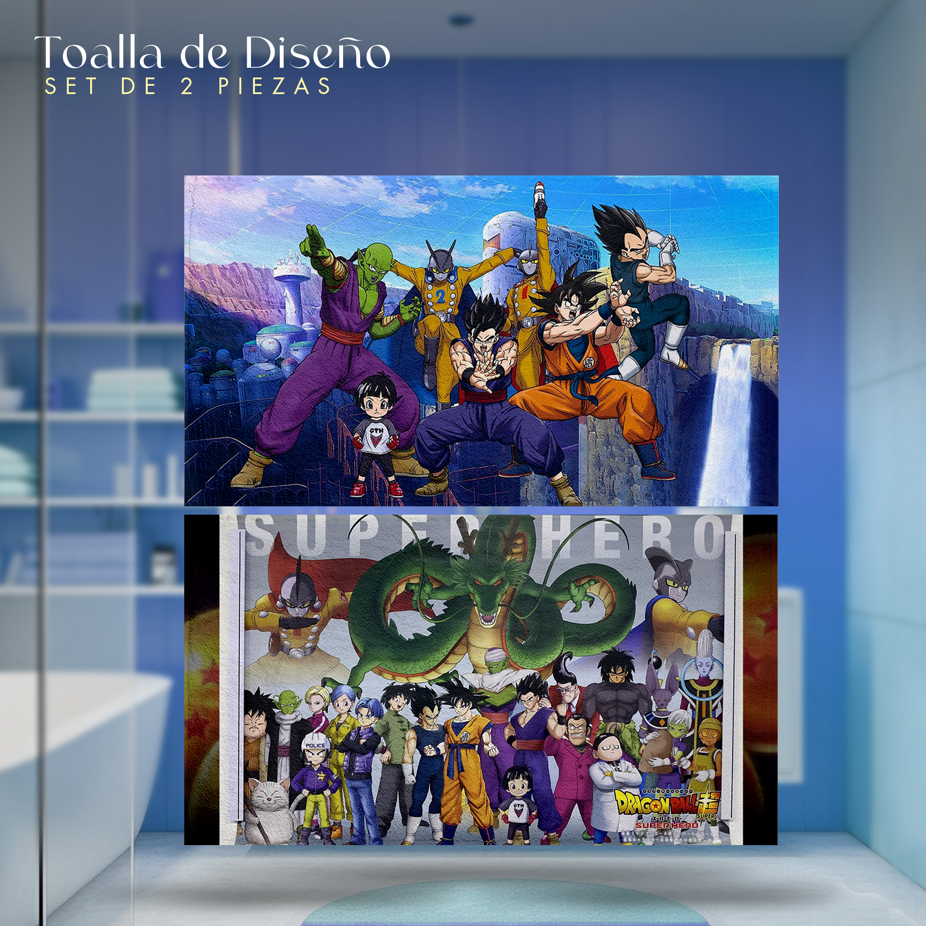 Foto 3 pulgar | Set 2 Toallas de Baño NubiSuave Dragon Ball Super