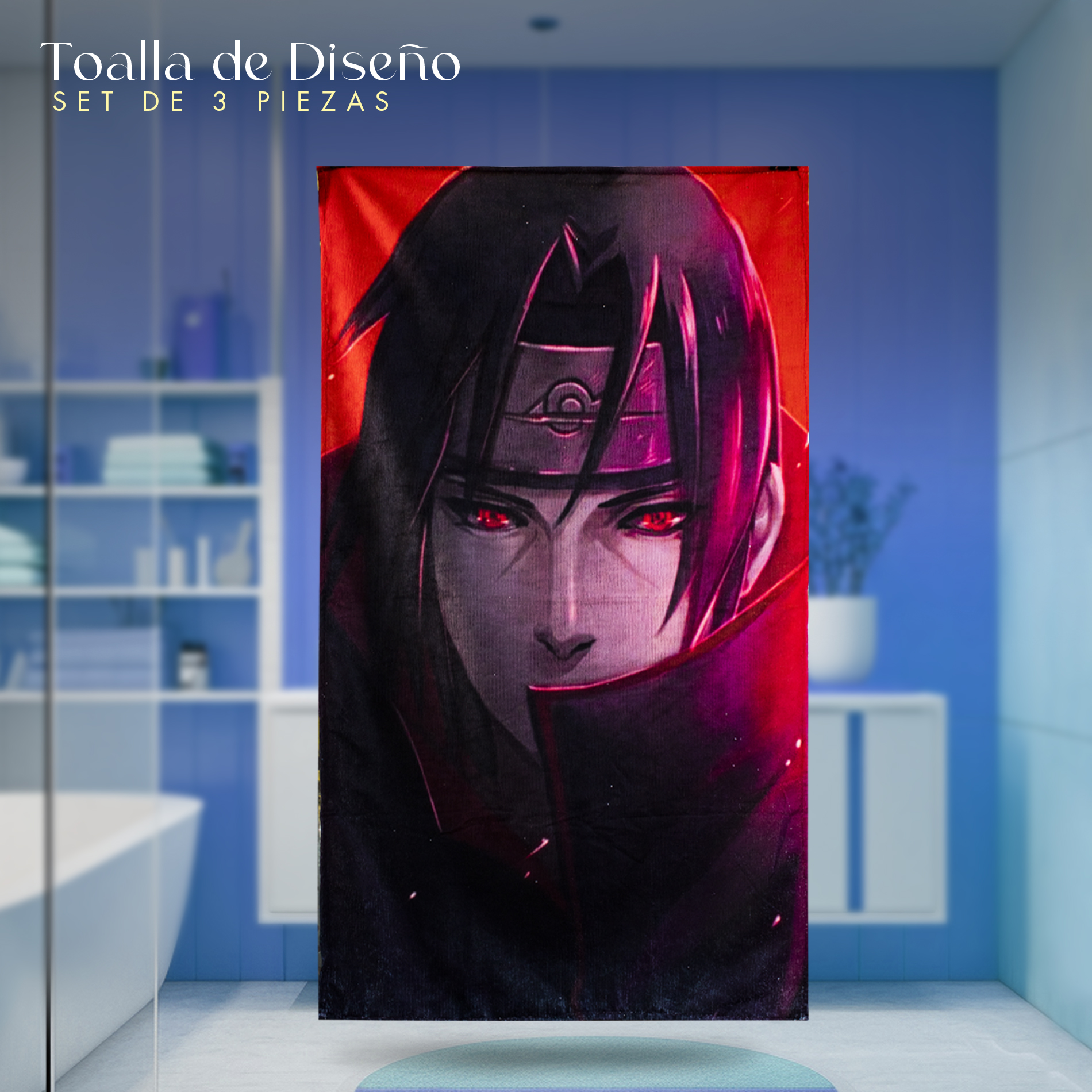 Foto 3 pulgar | Set 3 Toallas de Baño NubiSuave Diseño Naruto Anime Microfibra Ligera