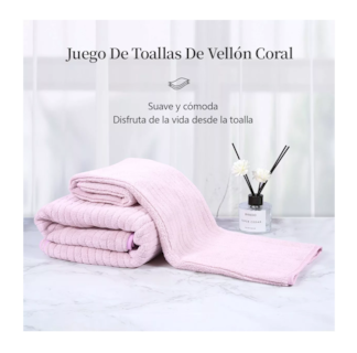 Foto 2 | Set 2 Toallas De Baño Lana Coral Suave De Alta Densidad, Color Rosa