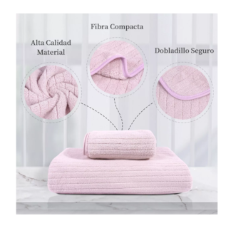 Foto 3 | Set 2 Toallas De Baño Lana Coral Suave De Alta Densidad, Color Rosa
