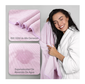 Foto 5 | Set 2 Toallas De Baño Lana Coral Suave De Alta Densidad, Color Rosa