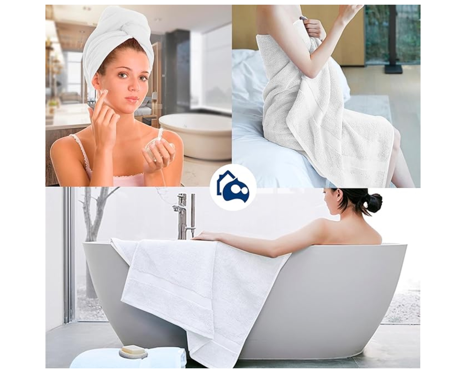 Foto 6 pulgar | Set de 4 Toallas de Baño Bluelander Blancas una Tamaño Grande una Para Manos y Dos Faciales