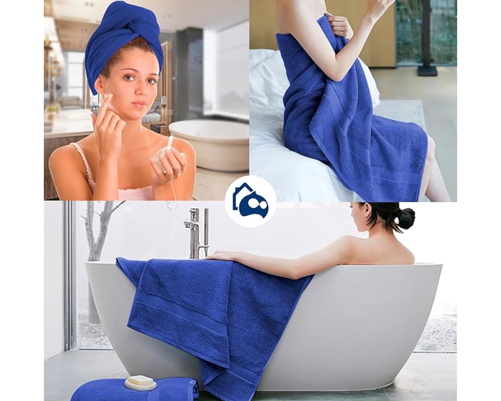 Foto 6 pulgar | Set de 4 Toallas de Baño Bluelander Azules una Tamaño Grandecuna para Manos y Dos Faciales