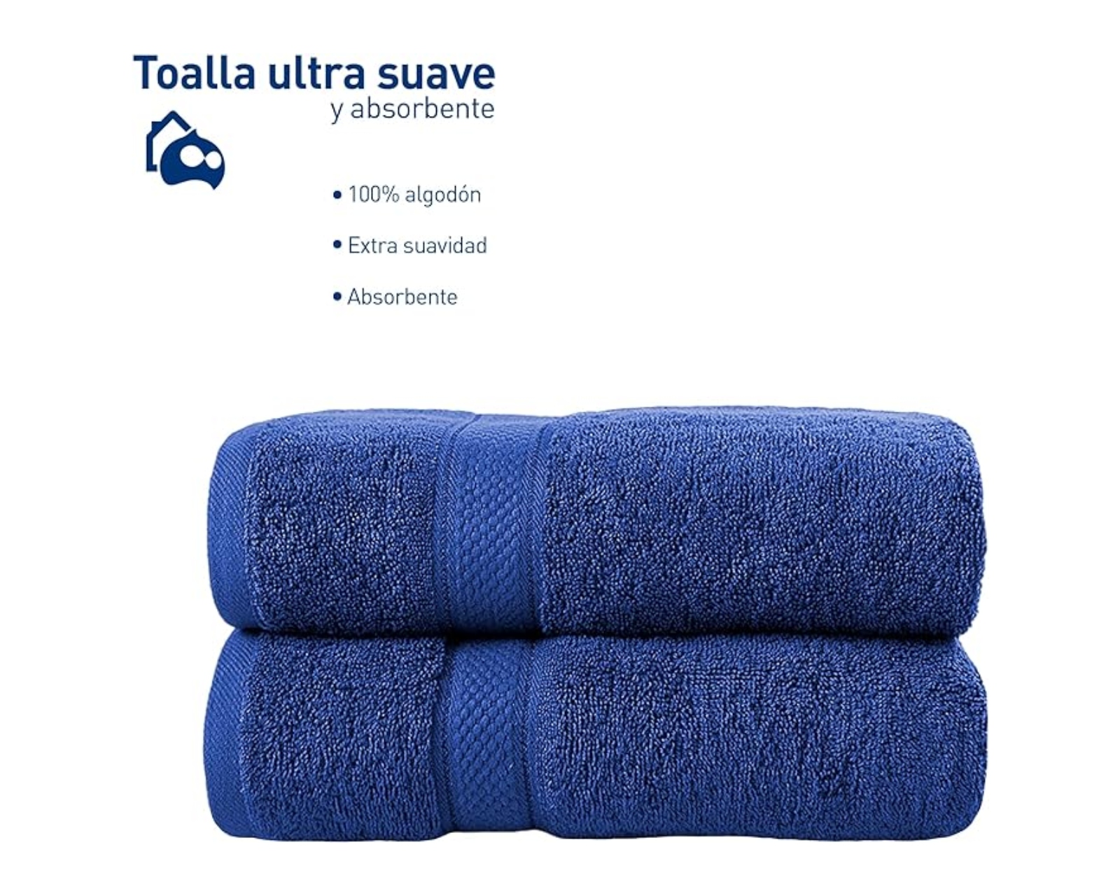 Foto 3 pulgar | Set de 2 Toallas de Baño Bluelander Azules Tamaño Grande 140 x 70 cm