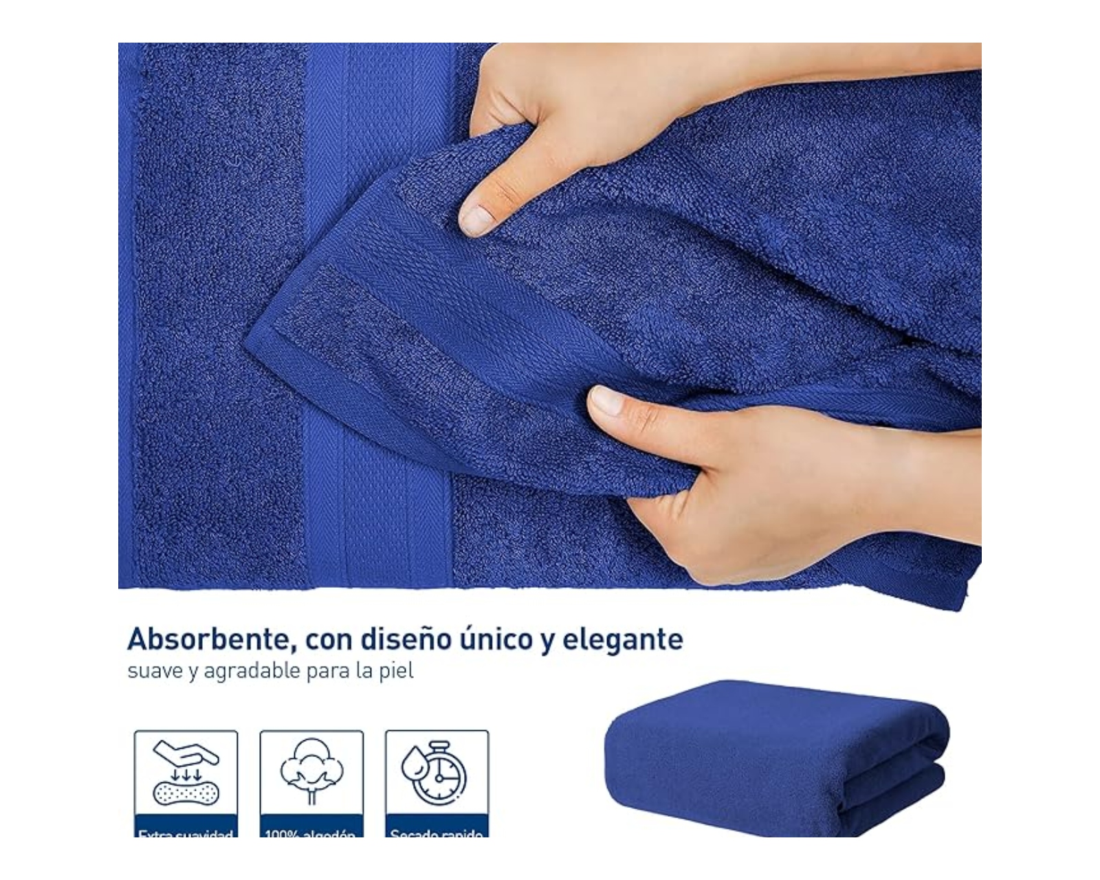 Foto 5 pulgar | Set de 2 Toallas de Baño Bluelander Azules Tamaño Grande 140 x 70 cm