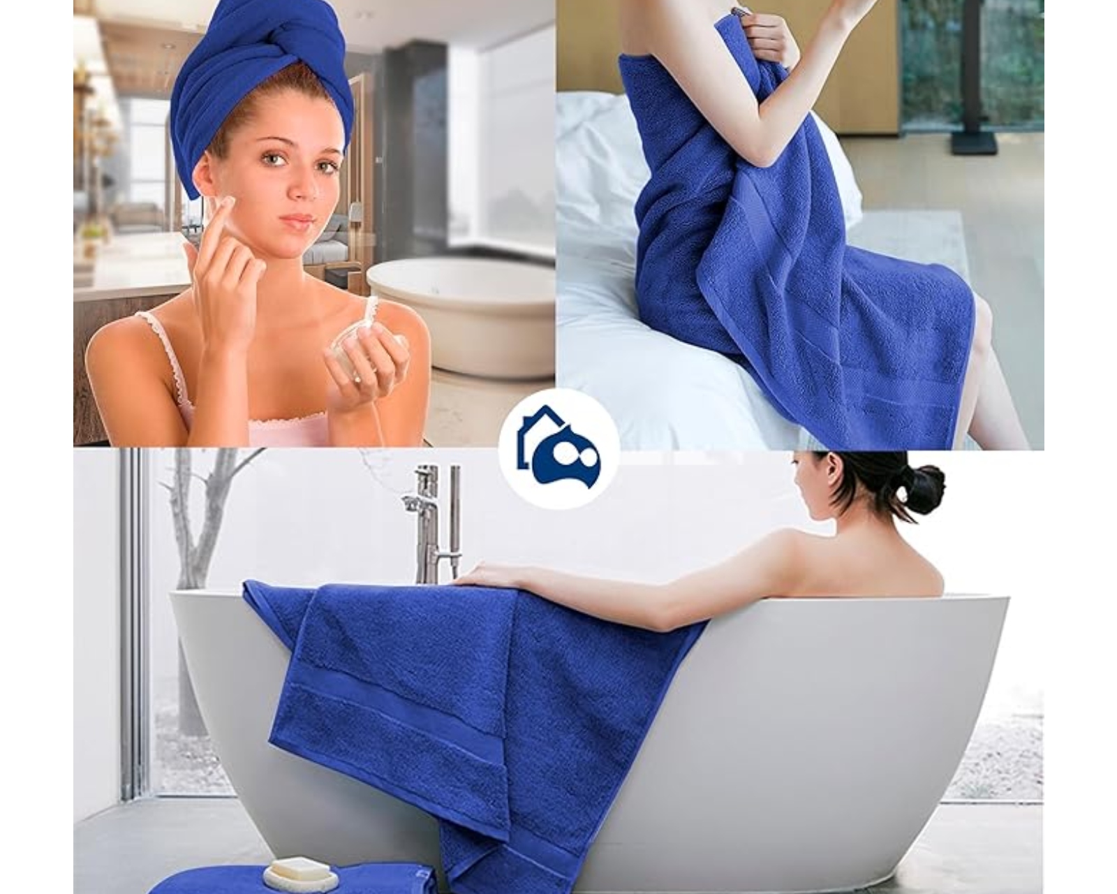 Foto 6 pulgar | Set de 2 Toallas de Baño Bluelander Azules Tamaño Grande 140 x 70 cm