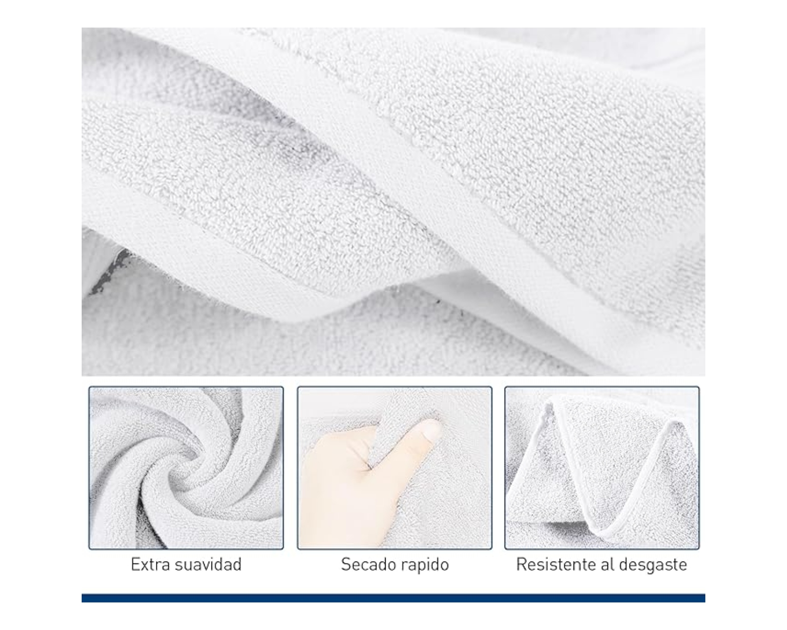 Foto 4 pulgar | Set de 2 Toallas de Baño Bluelander Blancas Tamaño Grande 140x70 cm