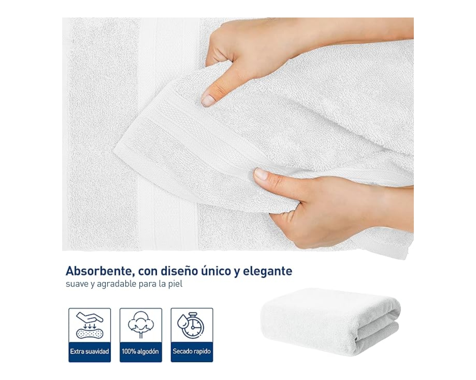 Foto 5 pulgar | Set de 2 Toallas de Baño Bluelander Blancas Tamaño Grande 140x70 cm