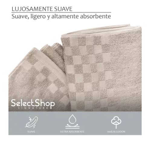 Foto 4 pulgar | Toallas de Baño SelectShop Beige de Algodón Absorbente 2 Piezas